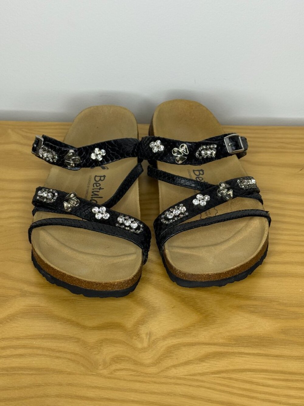 Betula Sandals Women's 10 US By Birkenstock Black Rhinestone Jewels